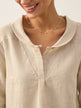 100% Linen Shawl V-Neck Half Sleeve Top JADE by LINTICO for women