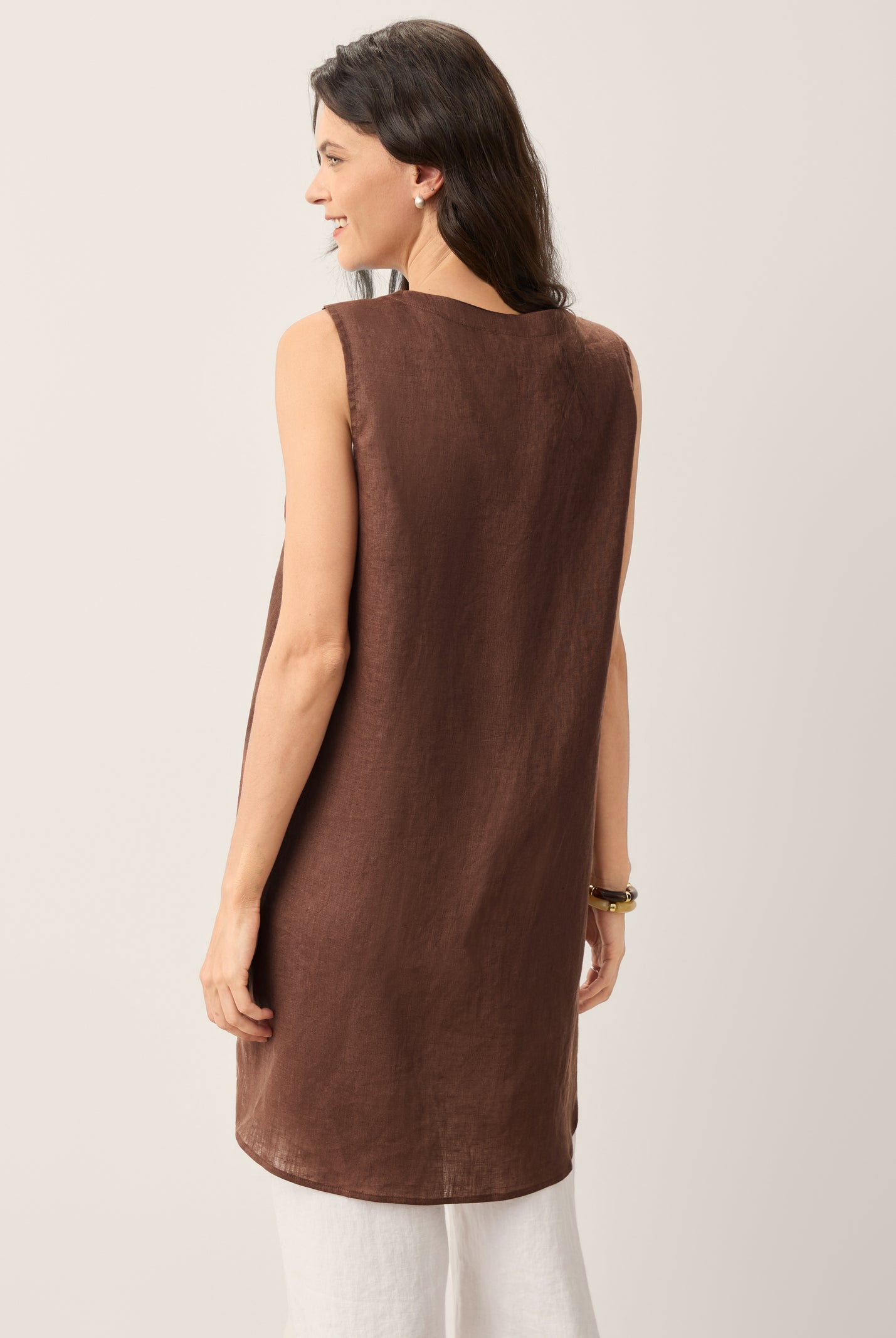 100% Linen Shell Button Slit Overtop DOMINIQUE by LINTICO for women
