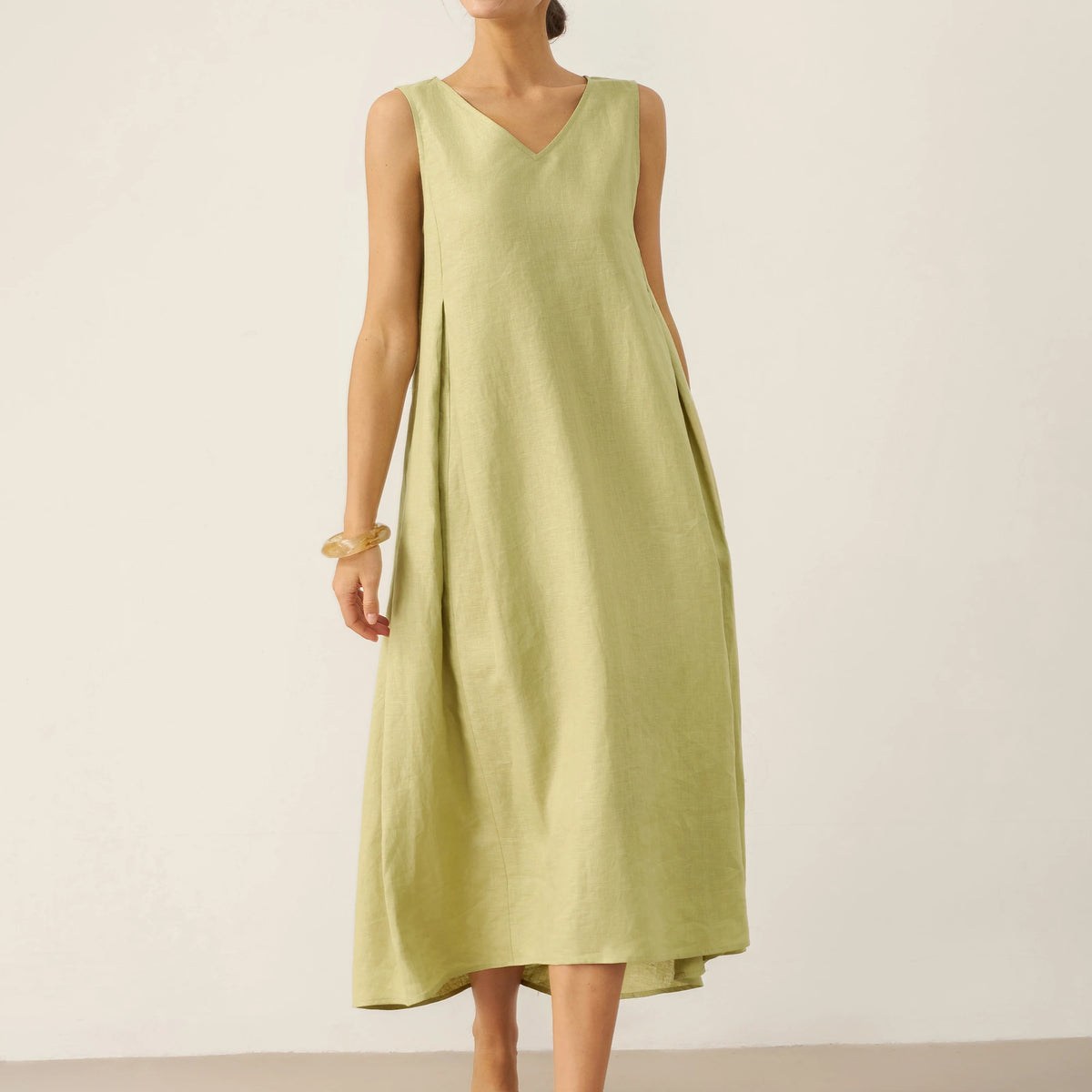 lintico linen dress 100% Sleeveless A-Line Midi TARA RSW2216 Modern Renaissance Basque Perfect for vacations or Color:Fuchsia/Leopard/Print SS26 EOS Sale Babys Collection