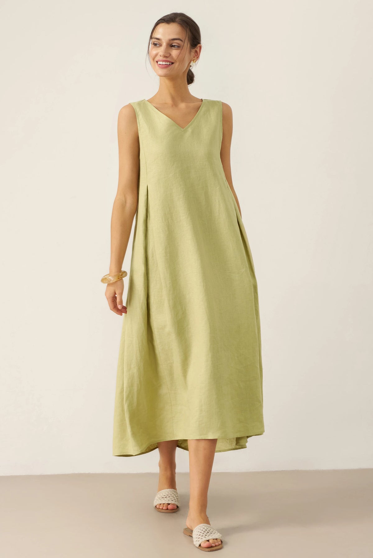 LINTICO women's linen outfit with maxi dress and midi dress