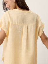 100% Linen Stand-Collar Curved-Hem Top CRESSA by LINTICO for women