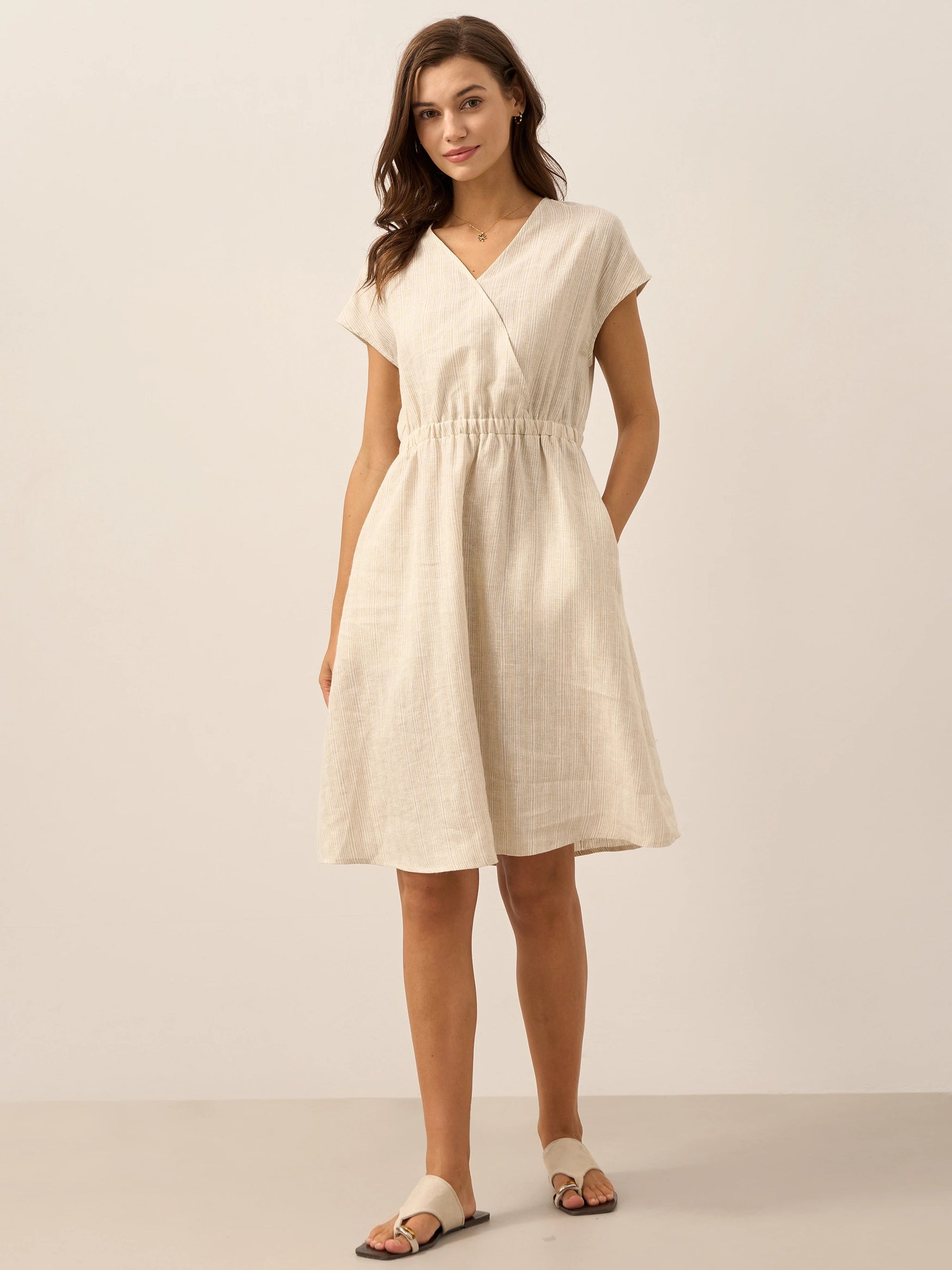 LINTICO women's linen outfit with midi dress and mini dress
