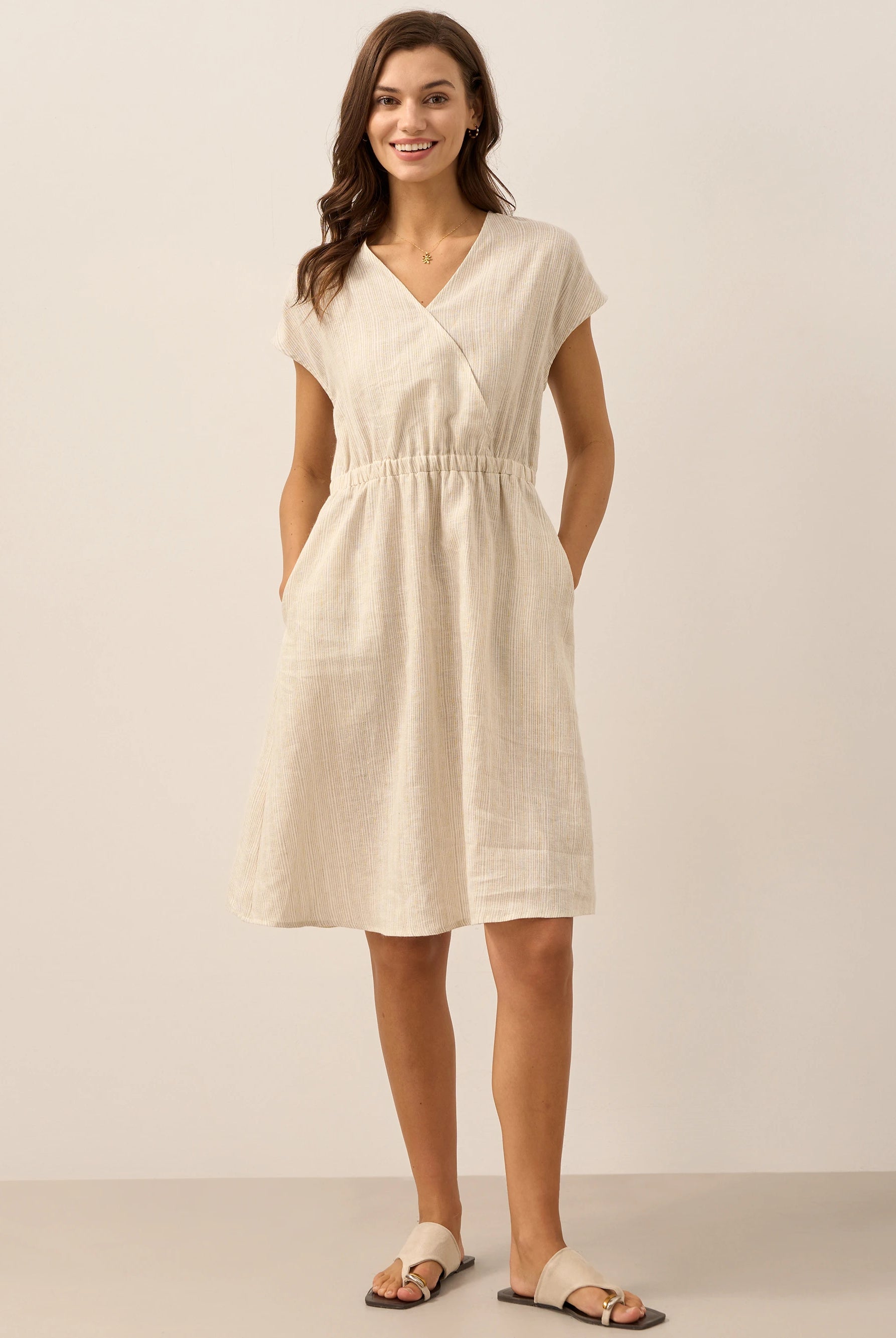 LINTICO women's linen outfit with midi dress and mini dress