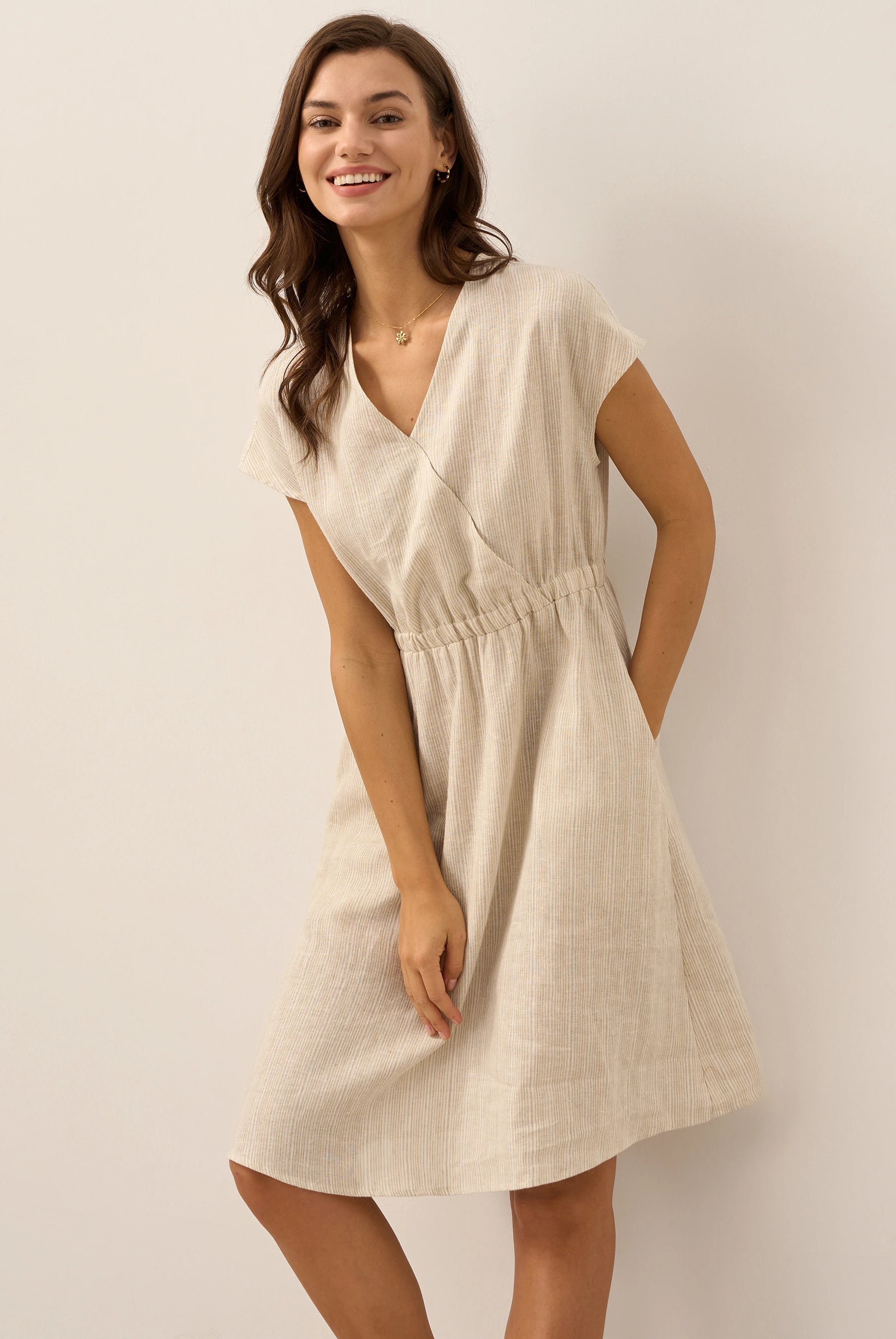 LINTICO women's linen outfit with midi dress and mini dress