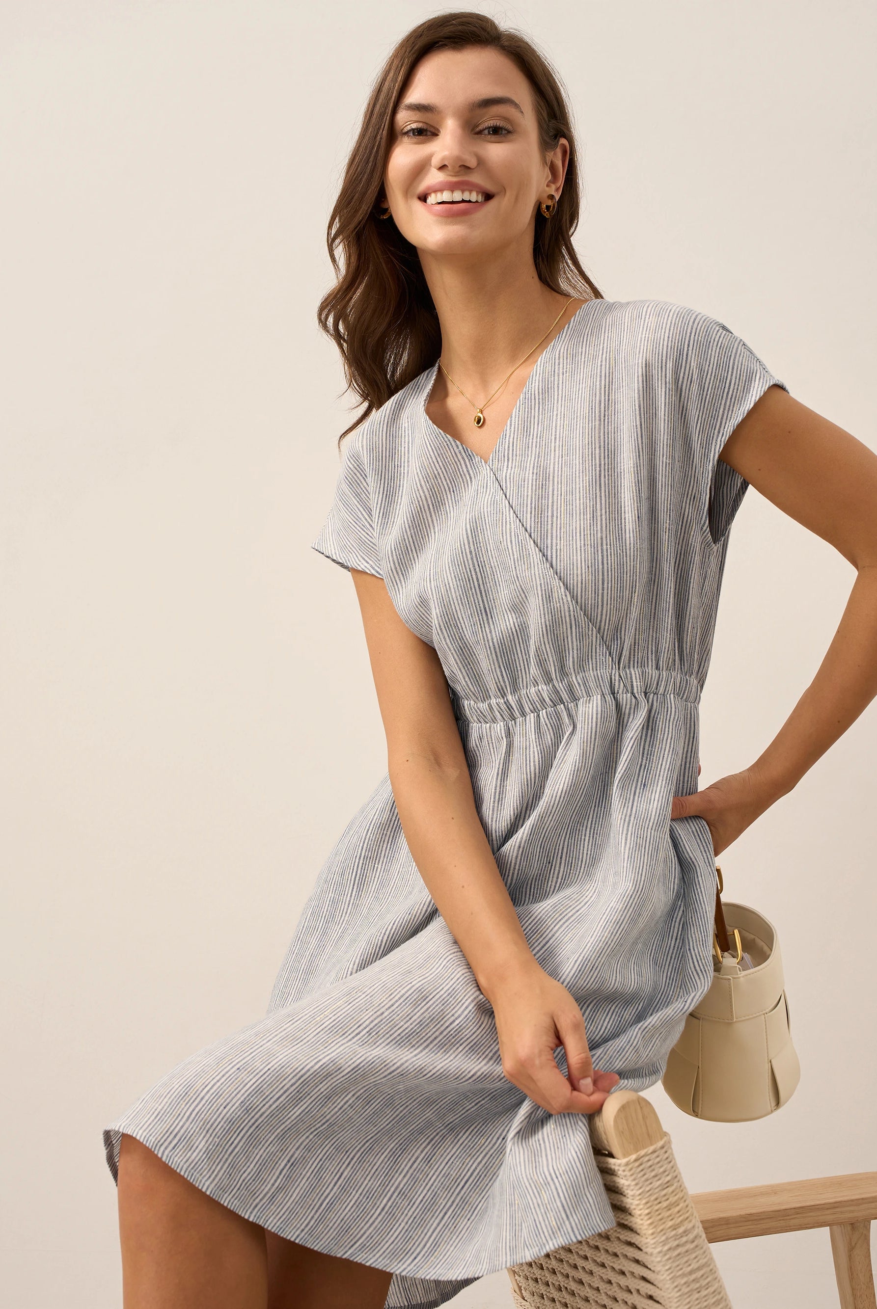 LINTICO women's linen outfit with midi dress and mini dress