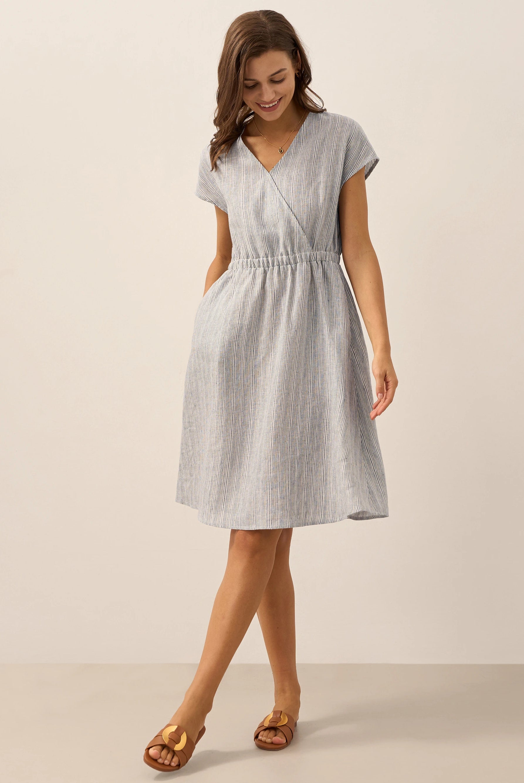 LINTICO women's linen outfit with midi dress and mini dress