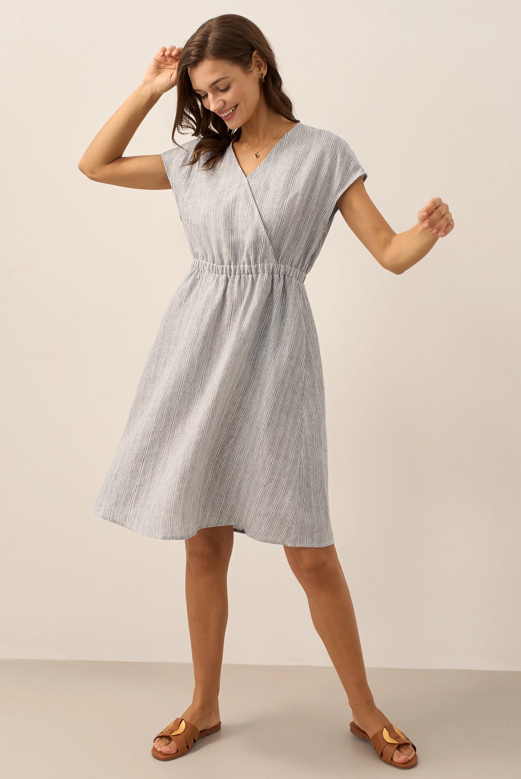 LINTICO women's linen outfit with midi dress and mini dress