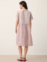 100% Linen Striped Shirt Collar Midi Shirt Dress NOELLE by LINTICO