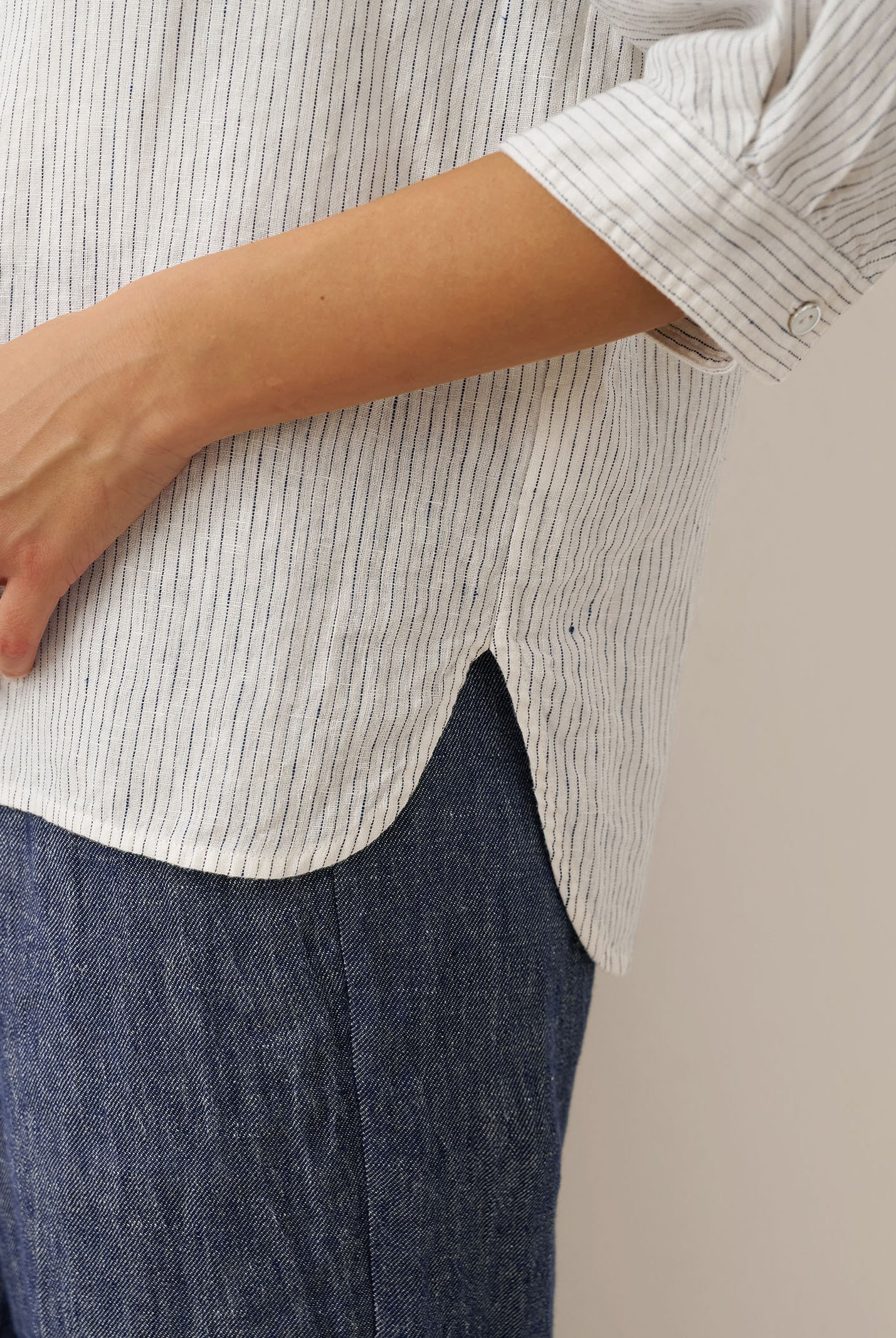 100% Linen Striped Three-Quarter Sleeve Shirt SKYLAR by LINTICO for women