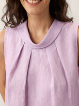 100% Linen Structured Collar Sleeveless Blouse BLAIR by LINTICO for women