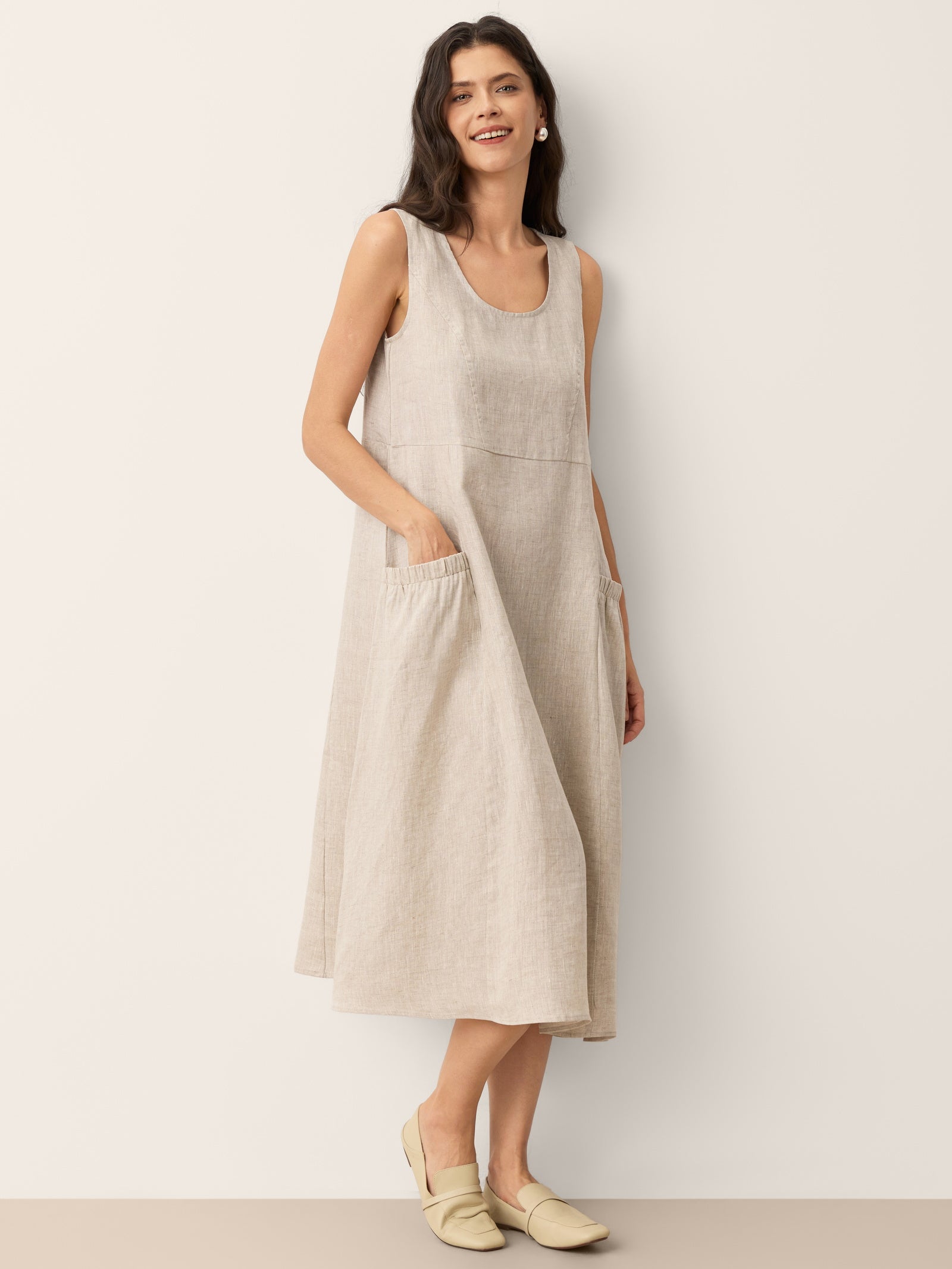 100% Linen Swing Beach Tank Dress GIANA by LINTICO for women