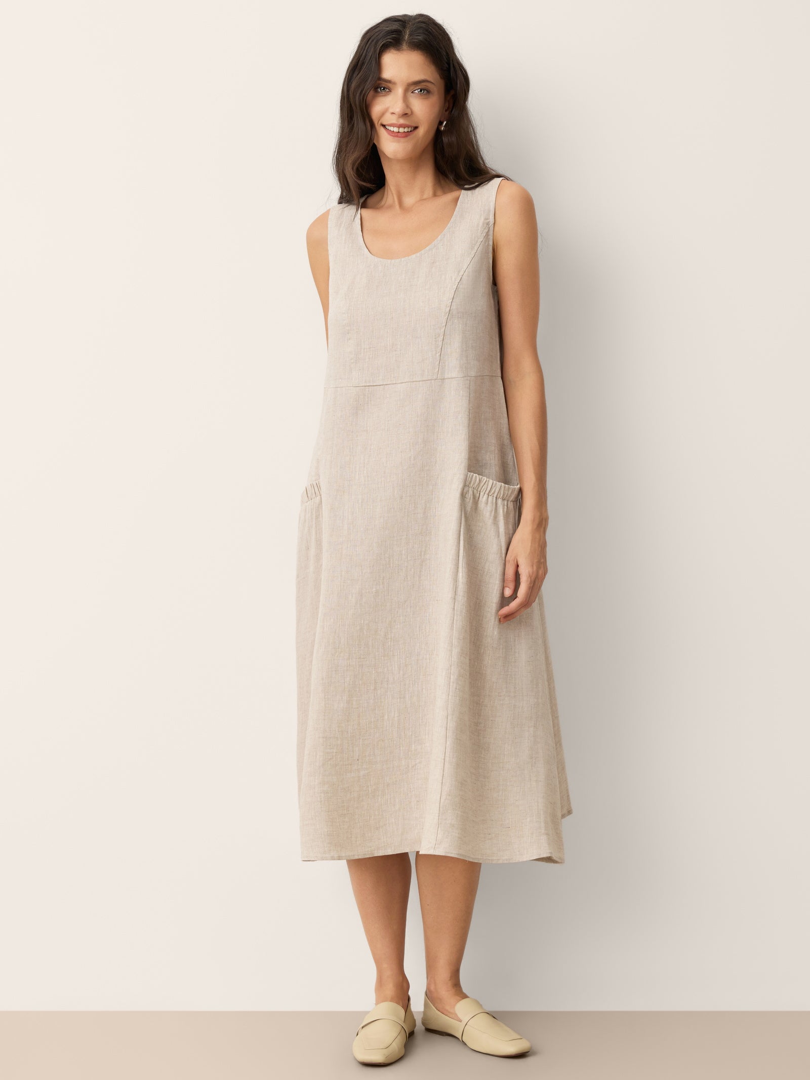 100% Linen Swing Beach Tank Dress GIANA by LINTICO for women