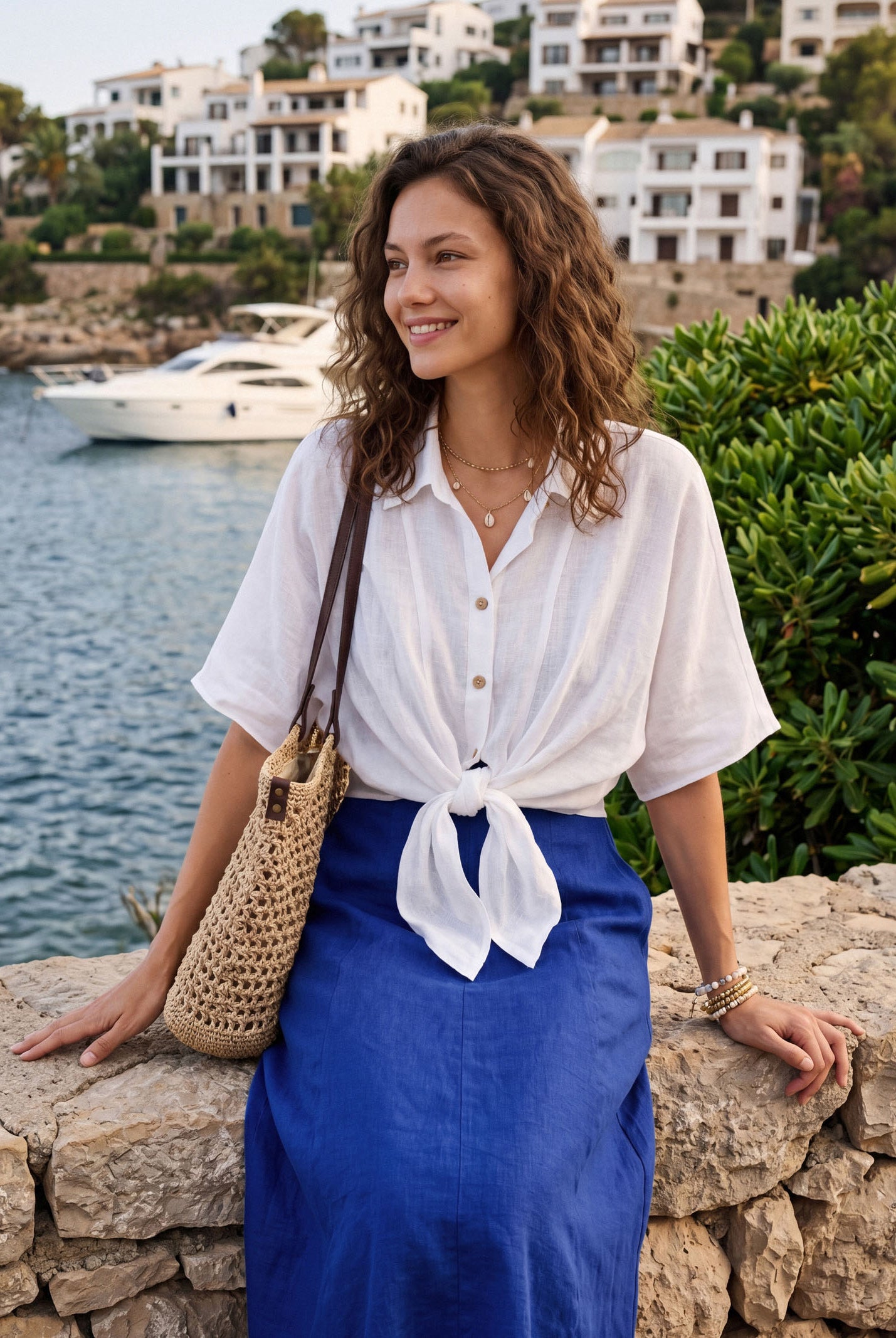 100% Linen Tie Hem Drop Shoulder Shirt XAVIERA by LINTICO for women