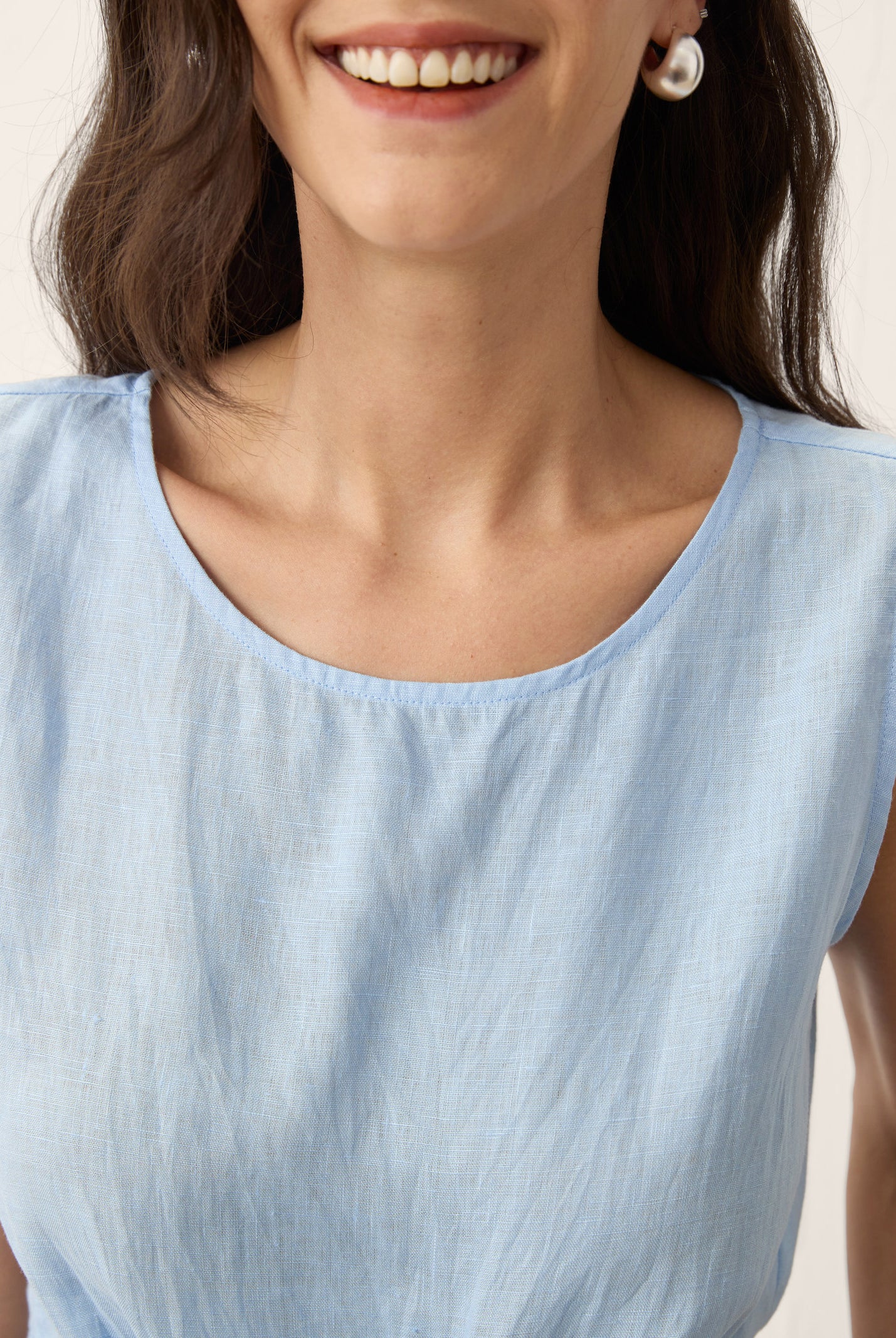 100% Linen Tie Waist Sleeveless Top ALTHEIA by LINTICO for women