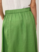 100% Linen Wood Button Elasticated Waist Bubble Skirt QUENBY by LINTICO for women