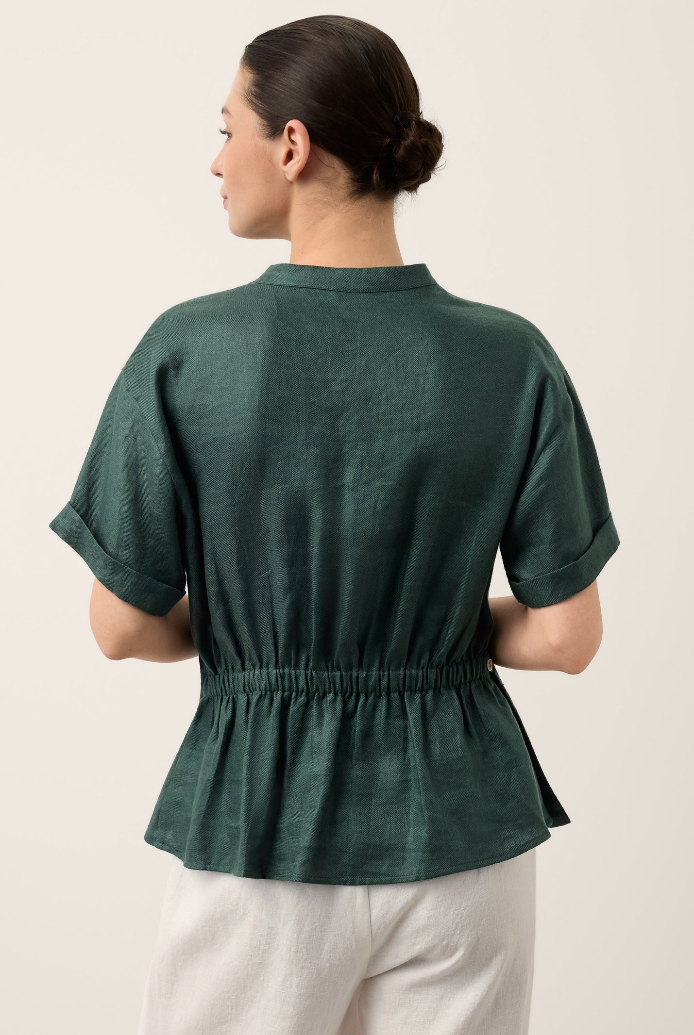100% Linen Wrap Front Elastic Waist Top BETTINA by LINTICO for women
