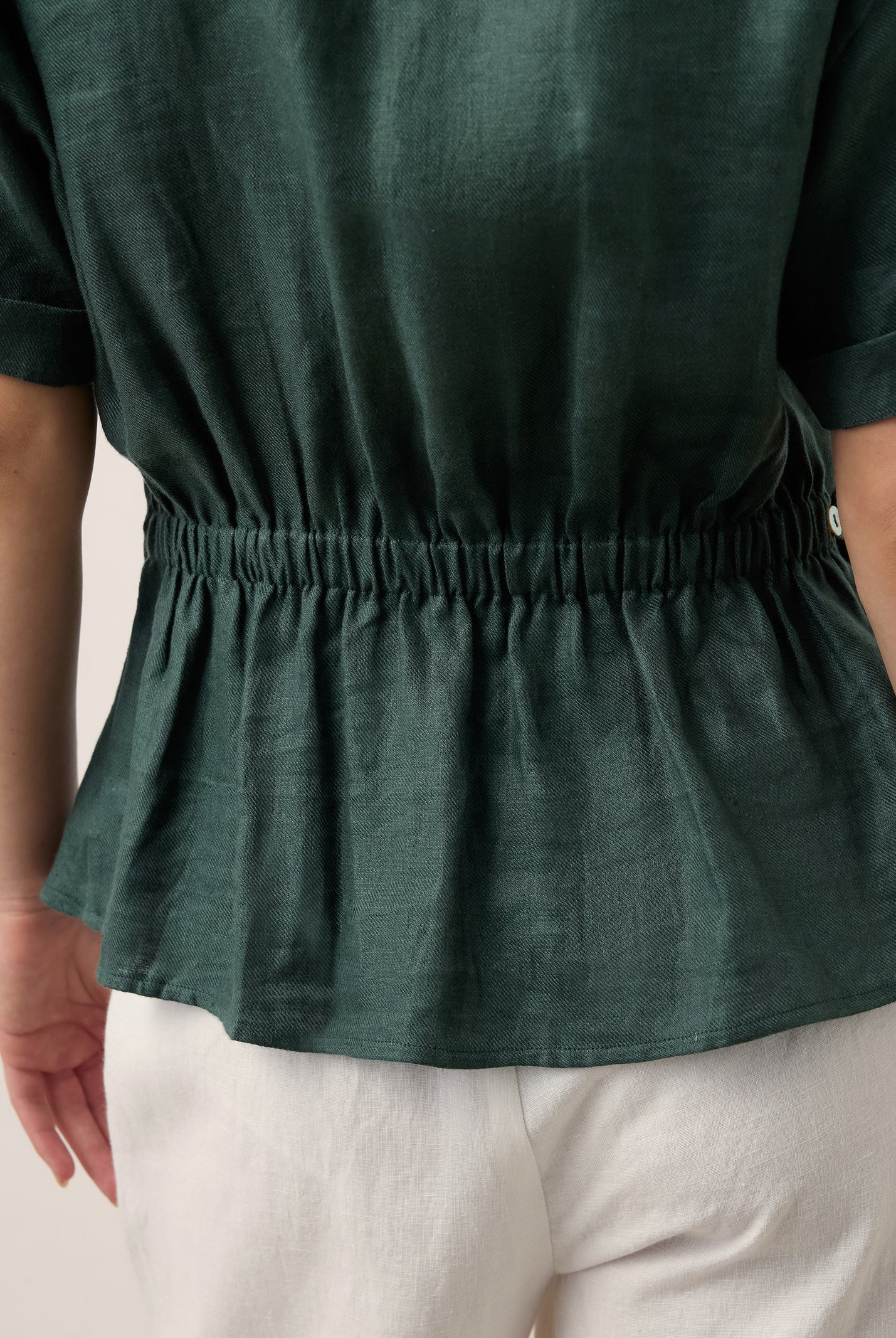 100% Linen Wrap Front Elastic Waist Top BETTINA by LINTICO for women