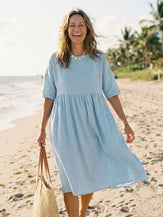 100% Linen A-Line Midi Dress VALENCIA by LINTICO for women