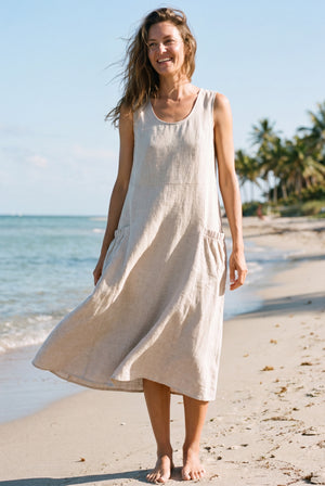 100% Linen Swing Beach Tank Dress GIANA by LINTICO for women