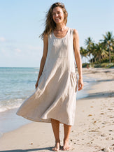 100% Linen Swing Beach Tank Dress GIANA by LINTICO for women