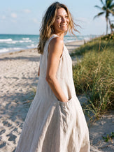 100% Linen Swing Beach Tank Dress GIANA by LINTICO for women