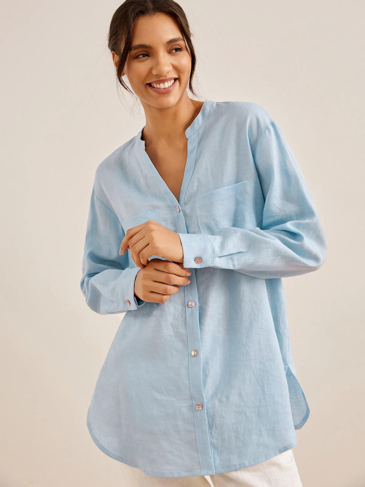 Camicia ampia elegante CELINE in 100% lino - top, camicie in lino