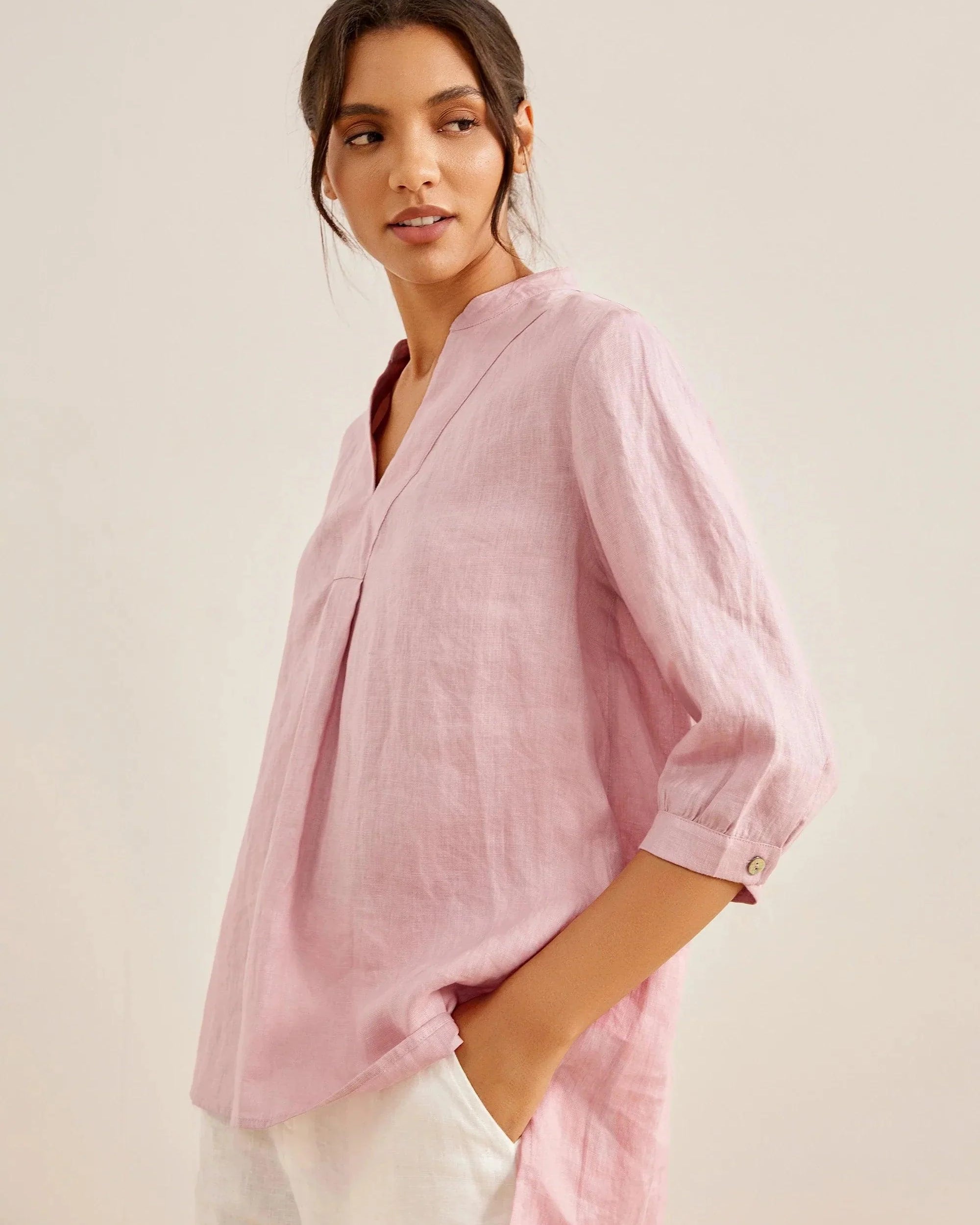 100% Linen Dress Shirt JOANNA - TOPS-Linen Blouses