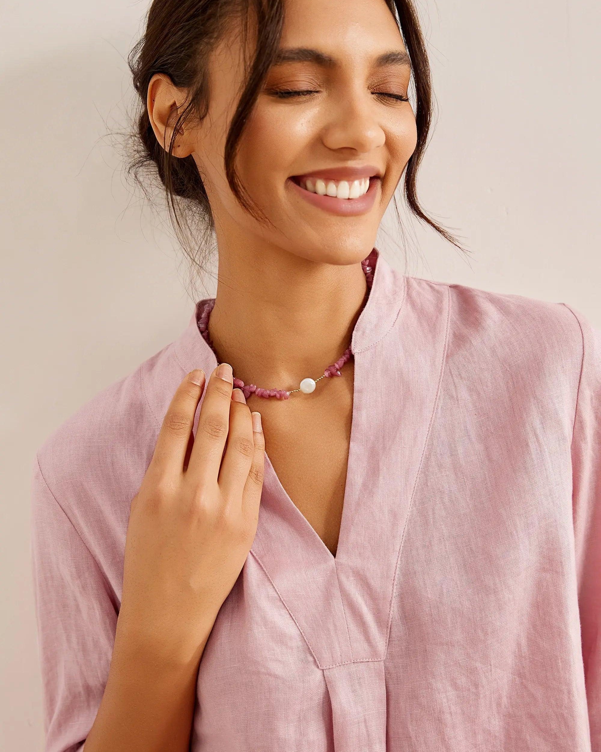 100% Linen Dress Shirt JOANNA - TOPS-Linen Blouses