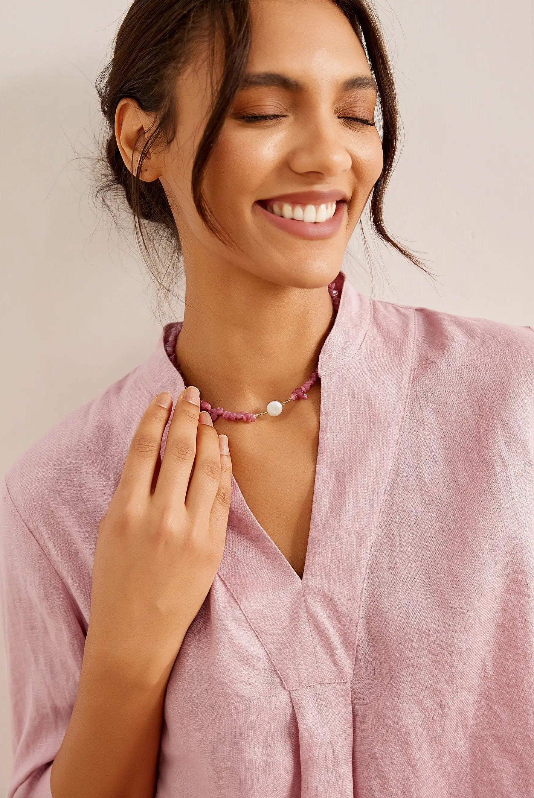 100% Linen Dress Shirt JOANNA - TOPS-Linen Blouses