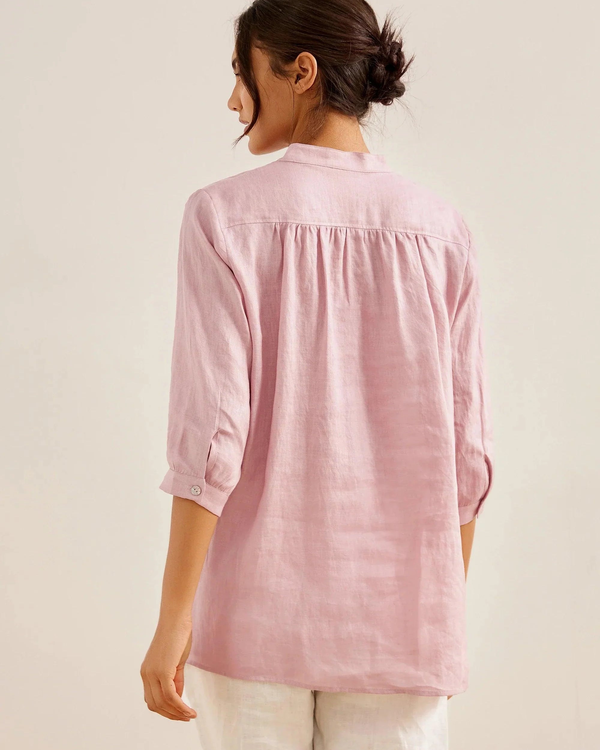 100% Linen Dress Shirt JOANNA - TOPS-Linen Blouses