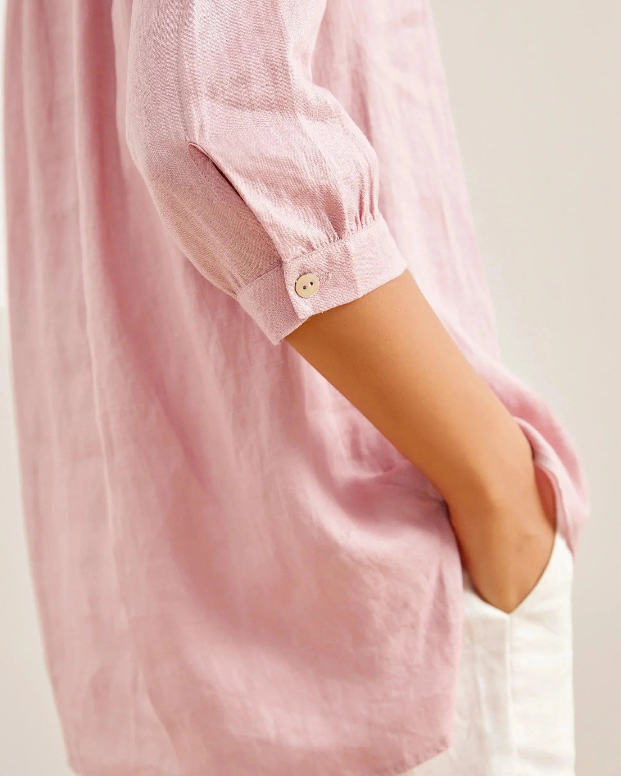 100% Linen Dress Shirt JOANNA - TOPS-Linen Blouses