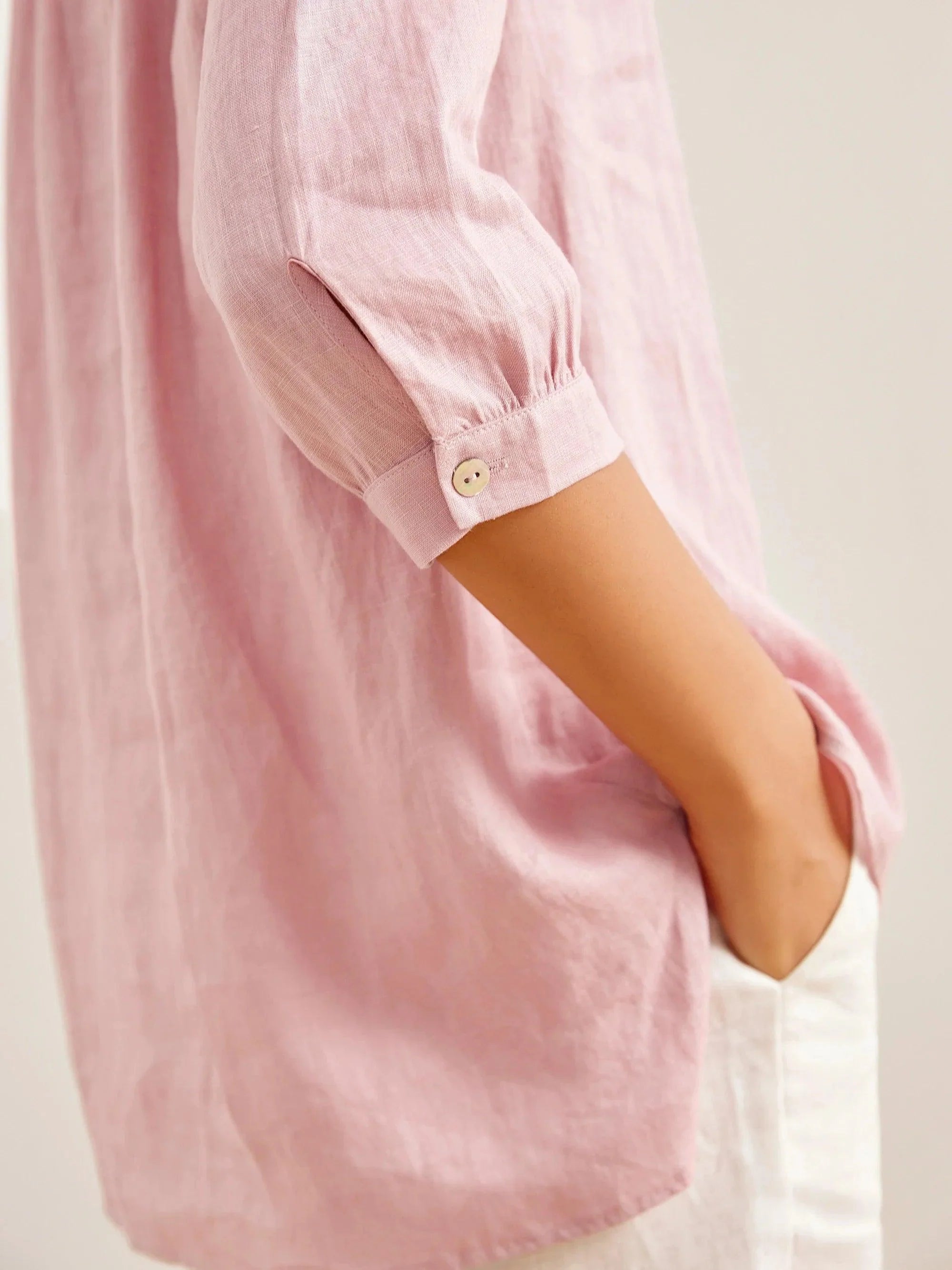 100% Linen Dress Shirt JOANNA - TOPS-Linen Blouses