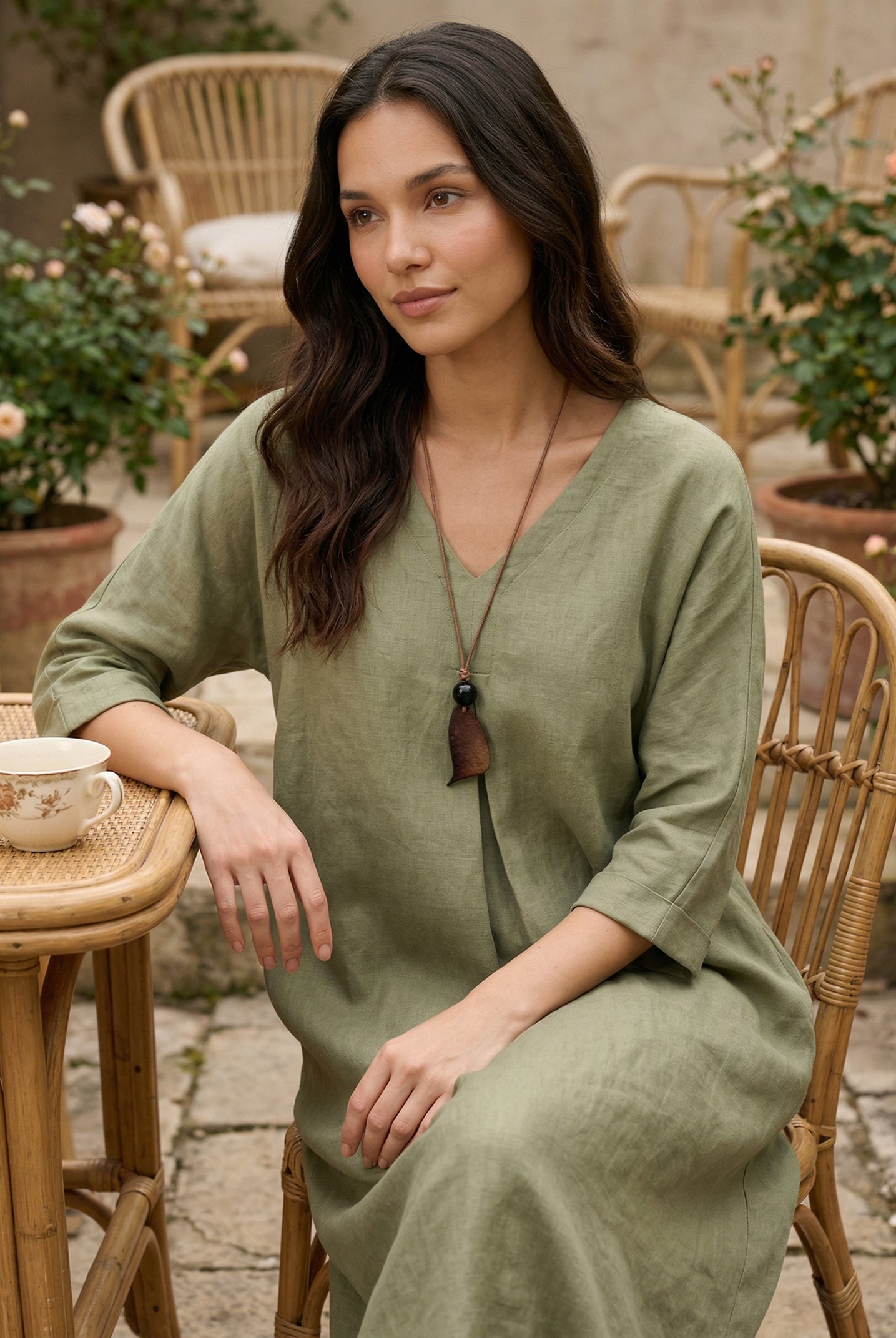 Artisanal Woodland Pendant Necklace by LINTICO