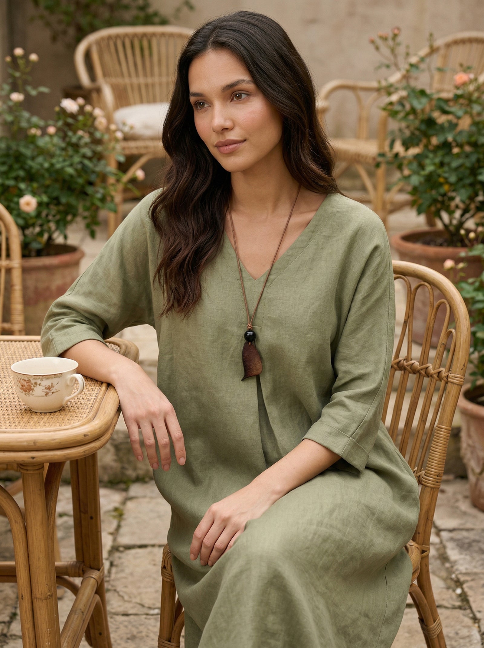 Artisanal Woodland Pendant Necklace by LINTICO