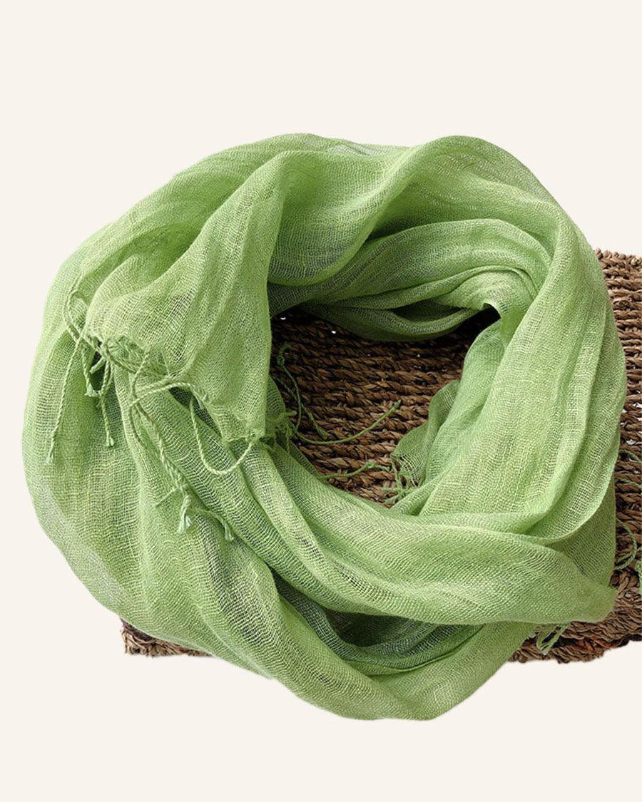 100% Linen Lightweight Solid Color Scarf BIANCA - Fresh Green / One-Size - ACCESSORIES-Scarf