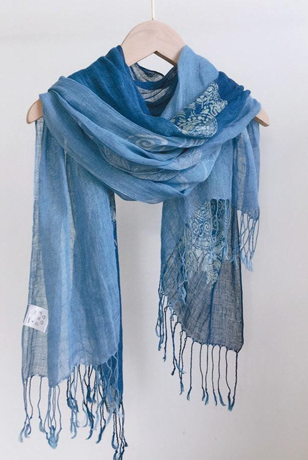 Artisanal 100% Linen Wax-Dyed Scarf - ACCESSORIES-Scarf