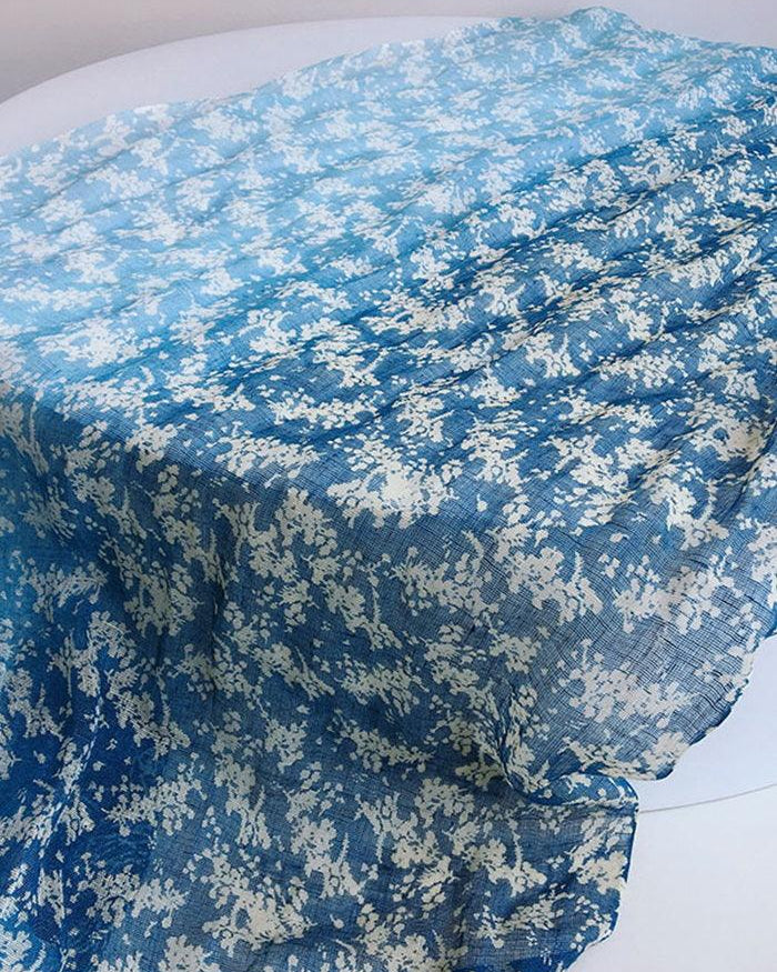 Artisanal 100% Linen Wax-Dyed Scarf - Petite Blossoms / One-Size - ACCESSORIES-Scarf