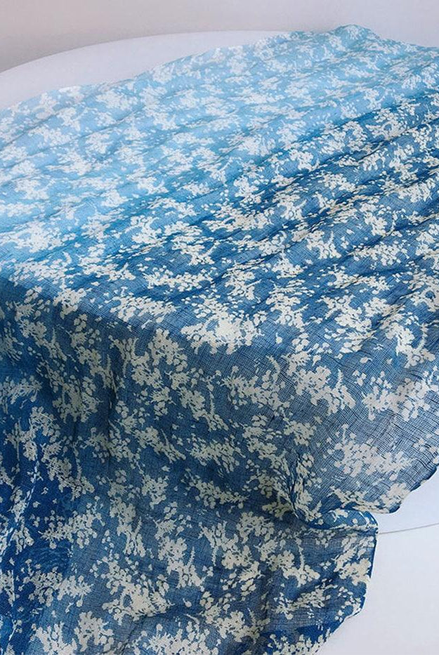 Artisanal 100% Linen Wax-Dyed Scarf - Petite Blossoms / One-Size - ACCESSORIES-Scarf