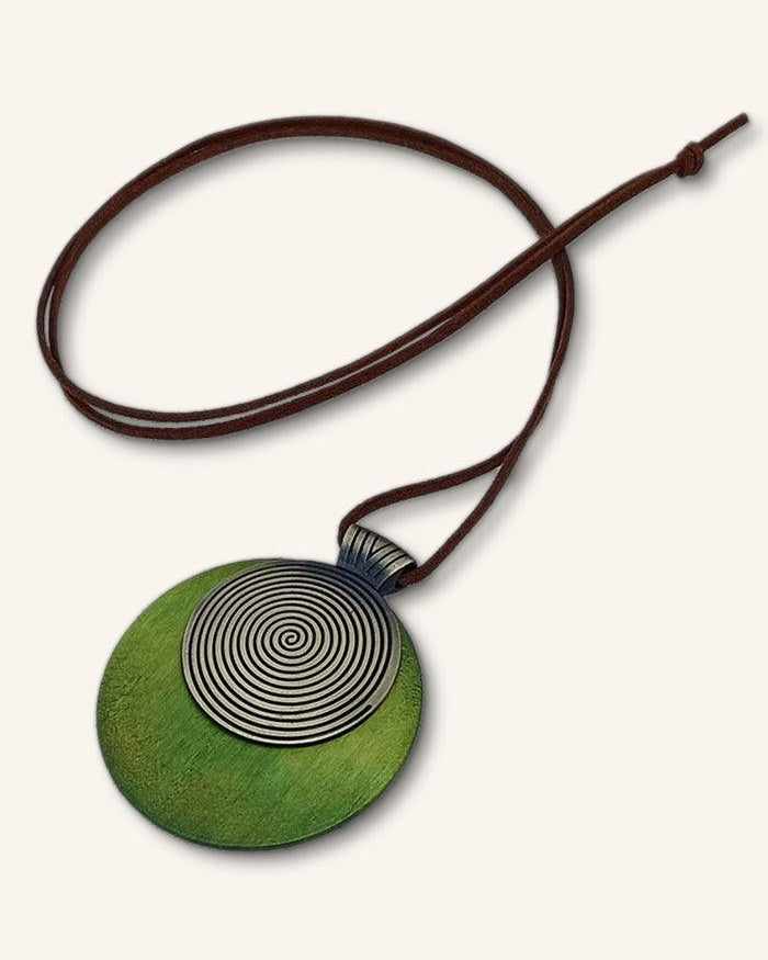 Vintage Wooden Rings Long Necklace - Green / One-Size - ACCESSORIES-Jewelry
