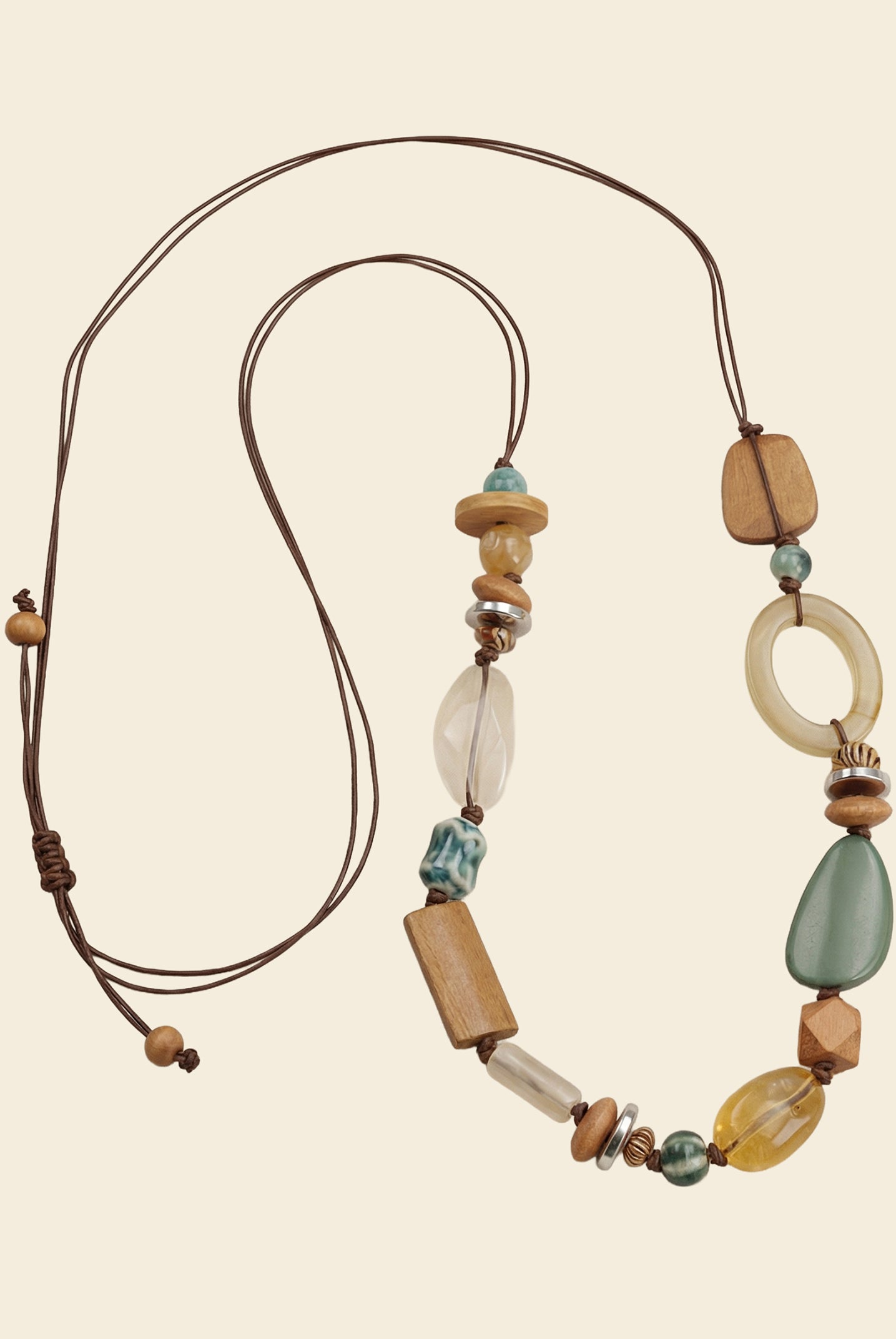 Bohemian Mixed Bead Long Pendant Necklace by LINTICO