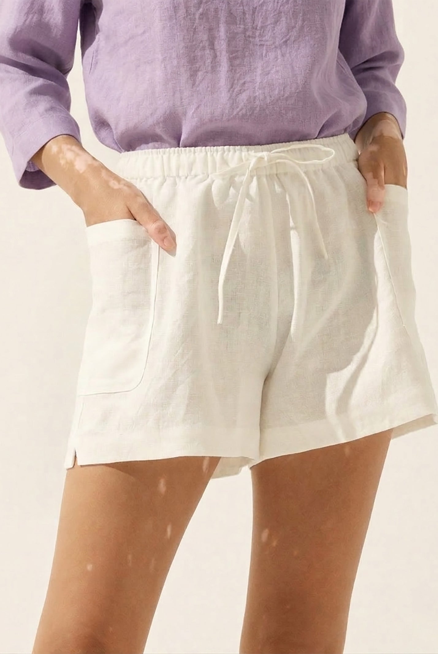 100% Linen Utility Side Pocket Short WYNNIE by LINTICO for women