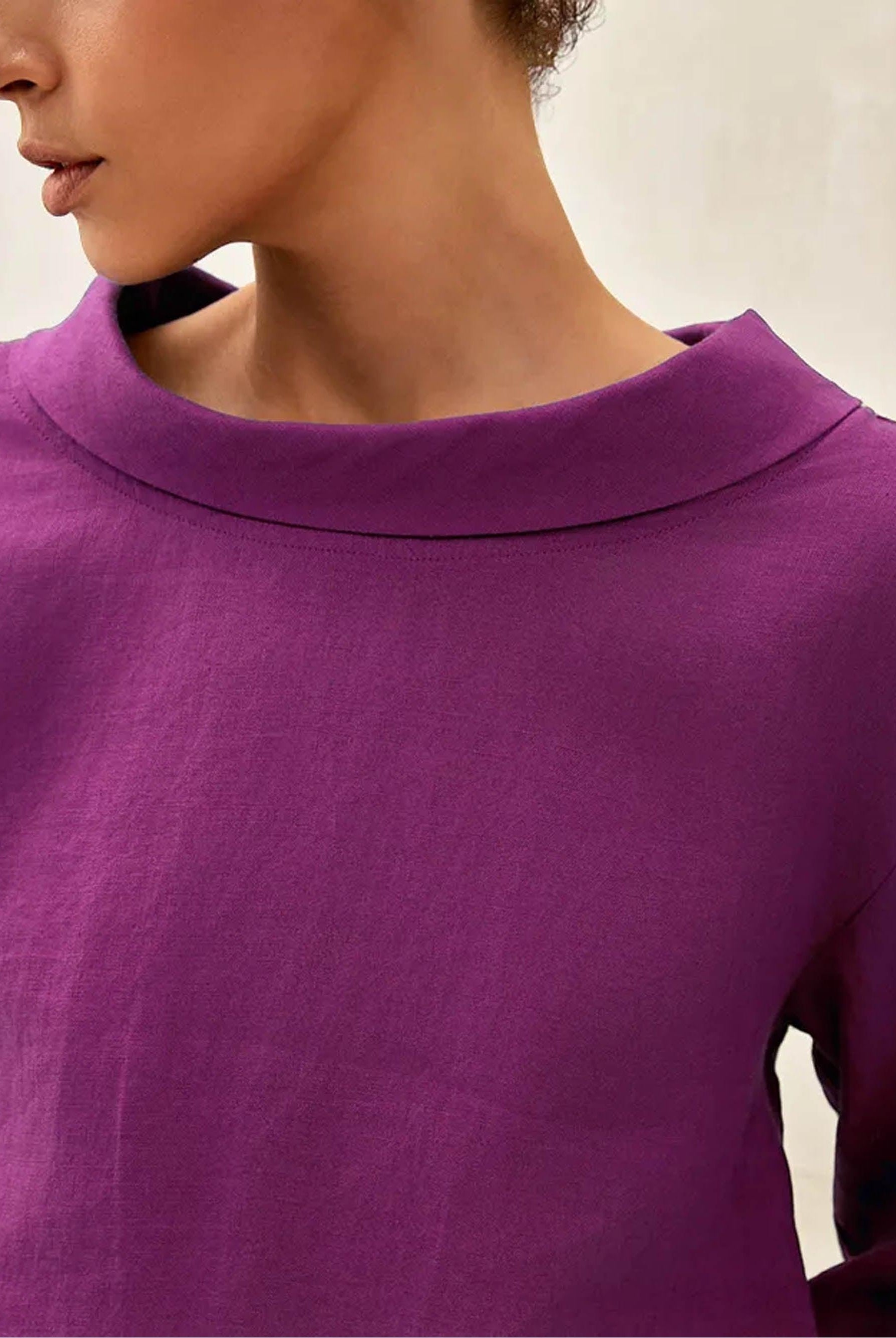 100% Linen Draped Neck Top HOLLIS - TOPS-Linen Blouses