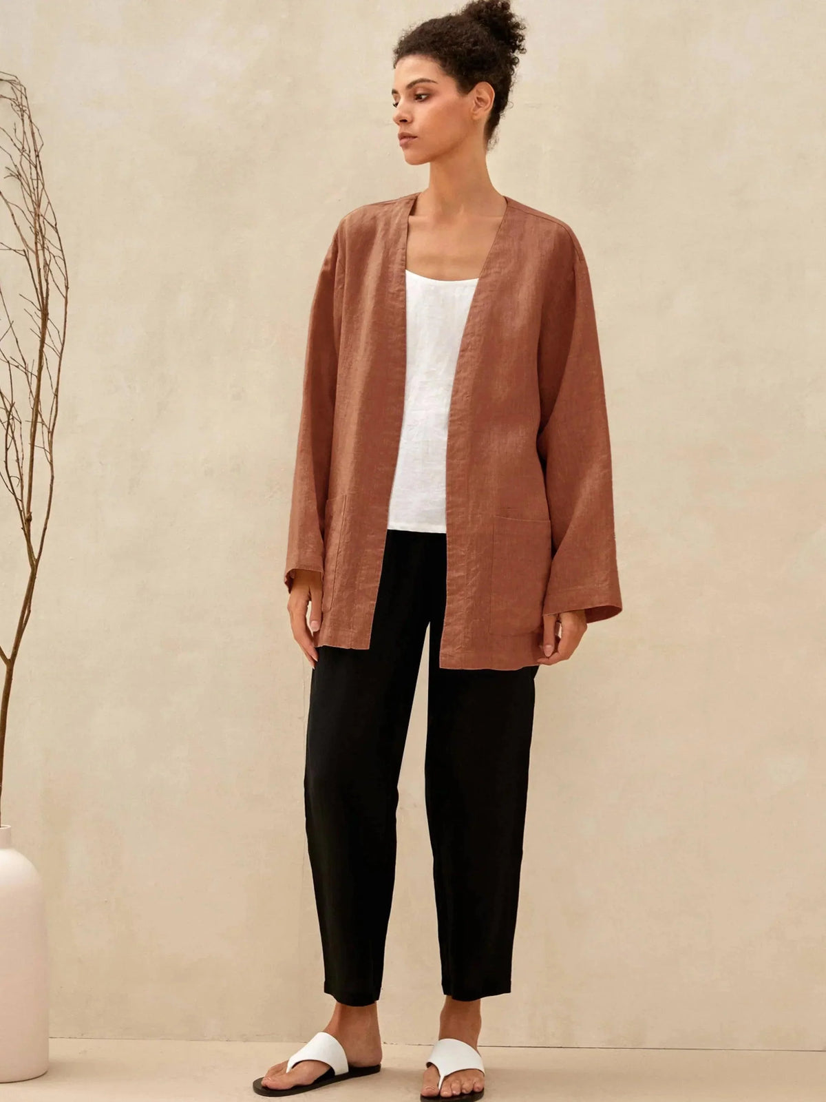 100% Linen Kimono Blazer GREER - TOPS-Linen Jackets