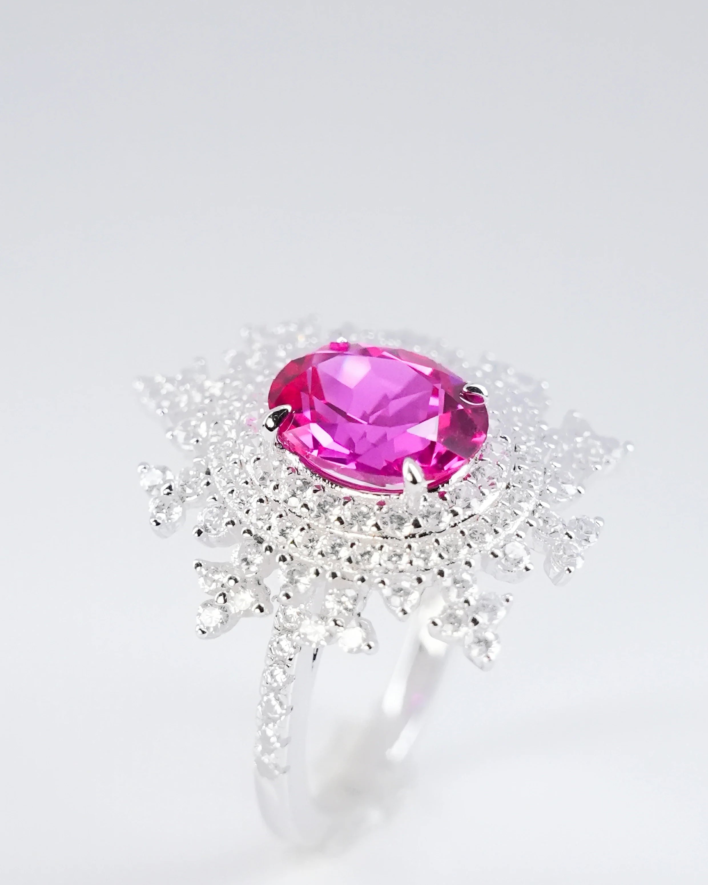Exquisite Pink Sapphire Ring - Snowflake - ACCESSORIES-Jewelry