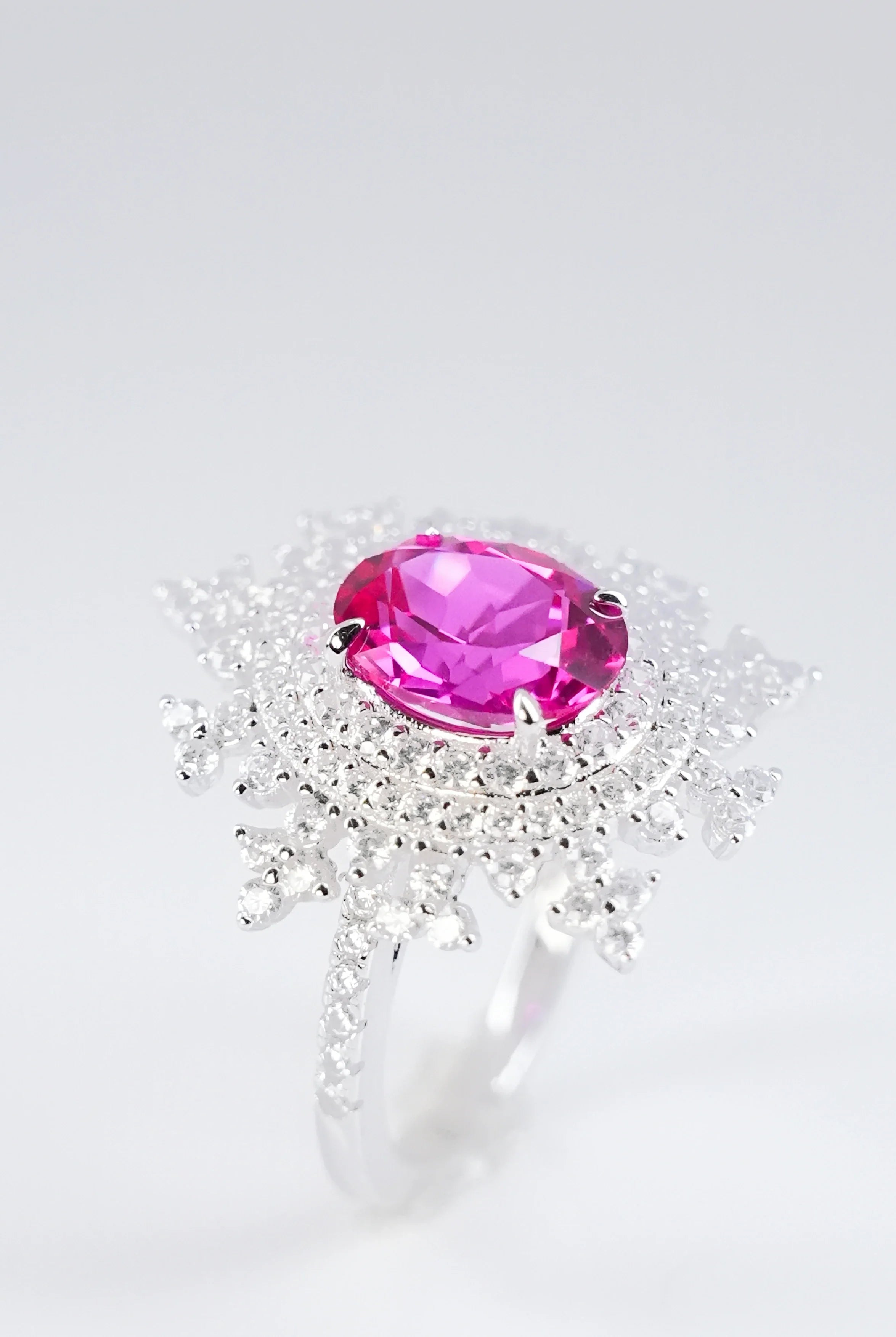 Exquisite Pink Sapphire Ring - Snowflake - ACCESSORIES-Jewelry