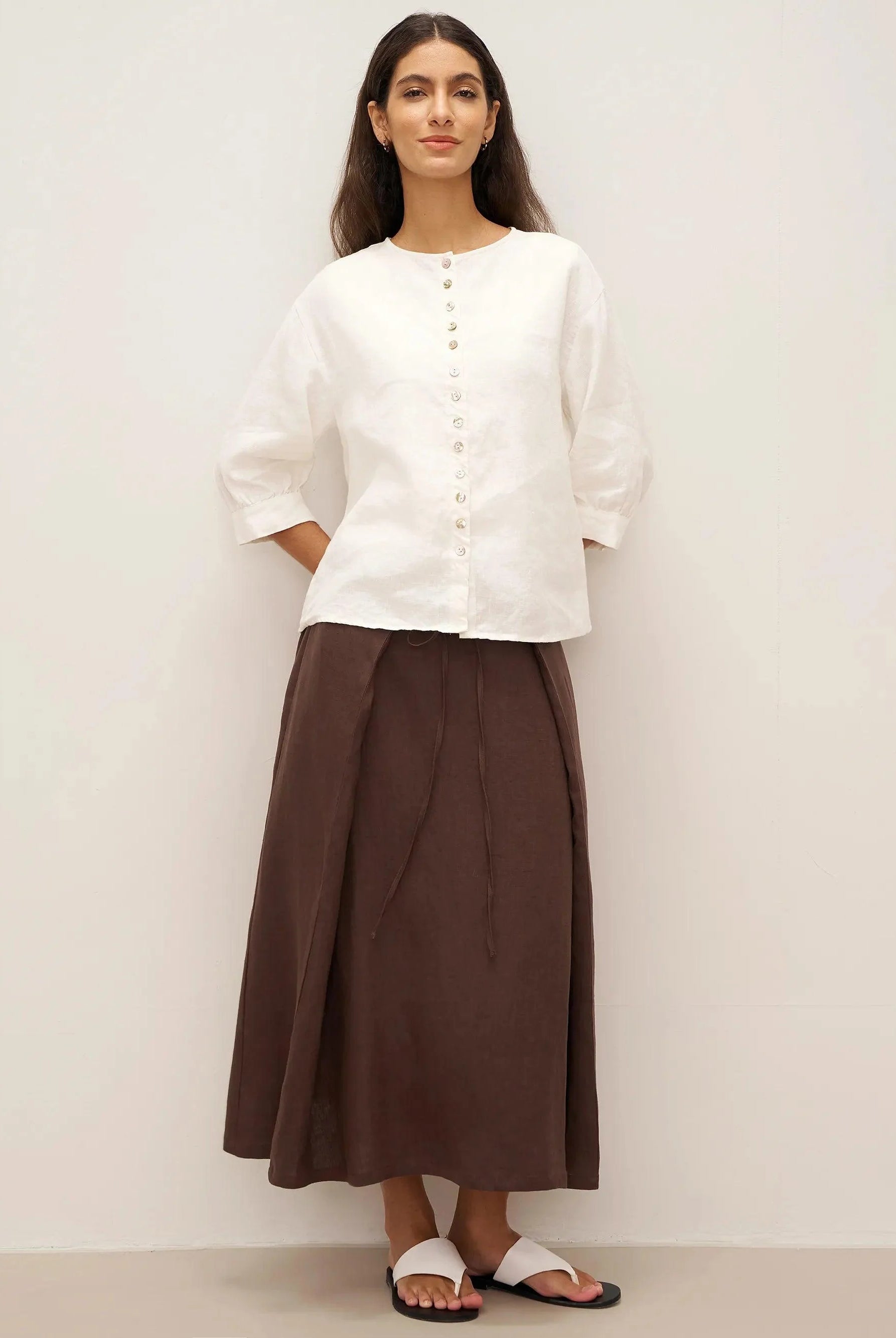 100% Linen Button-Front Drop Shoulder Shirt EASTER - TOPS-Linen Button Down Shirts