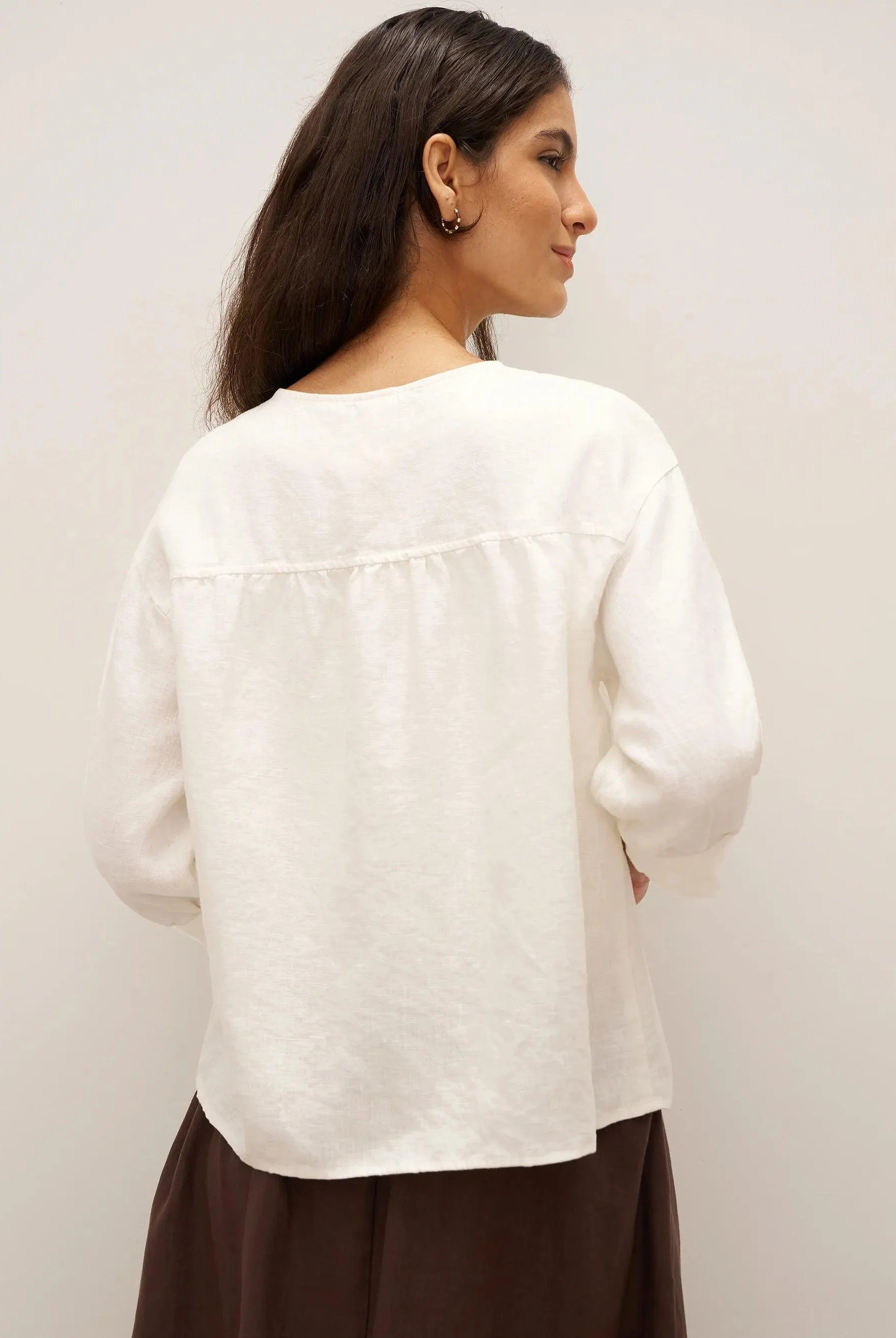 100% Linen Button-Front Drop Shoulder Shirt EASTER - TOPS-Linen Button Down Shirts