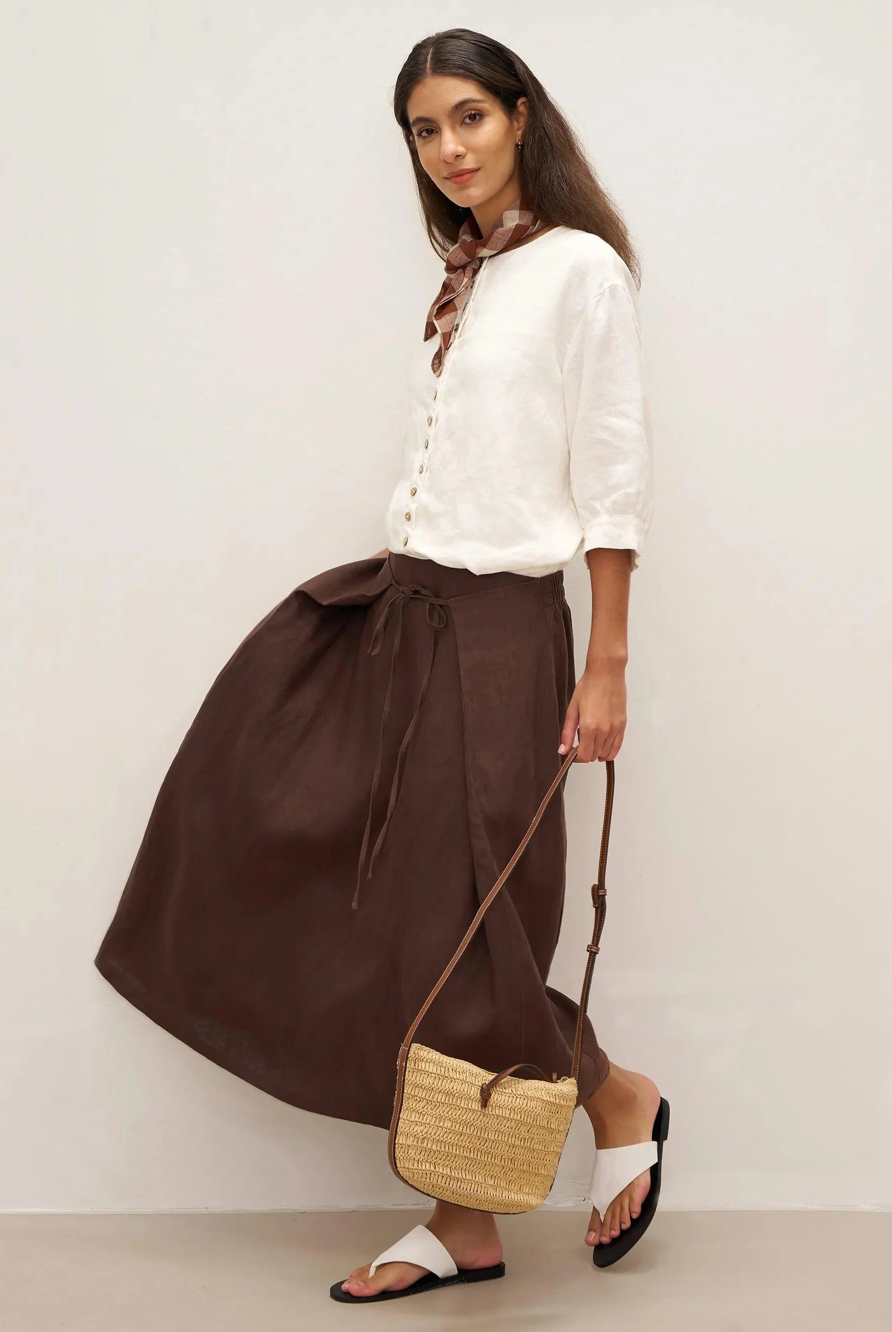 100% Linen Button-Front Drop Shoulder Shirt EASTER - TOPS-Linen Button Down Shirts