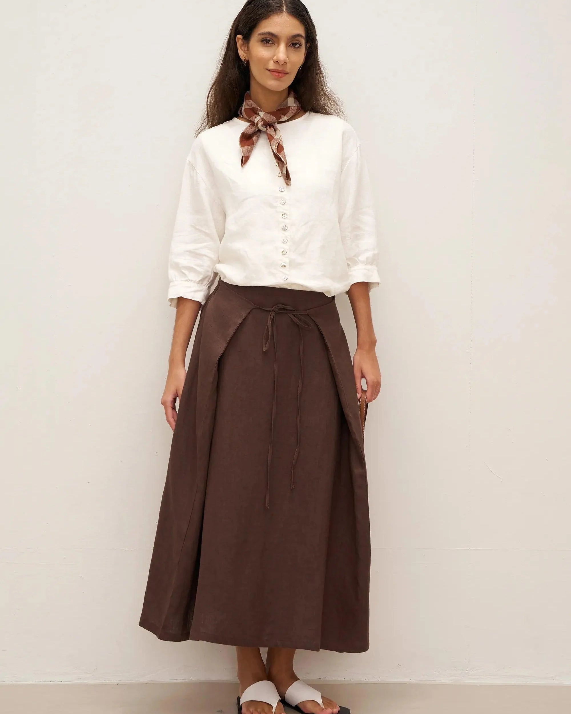 100% Linen Button-Front Drop Shoulder Shirt EASTER - TOPS-Linen Button Down Shirts