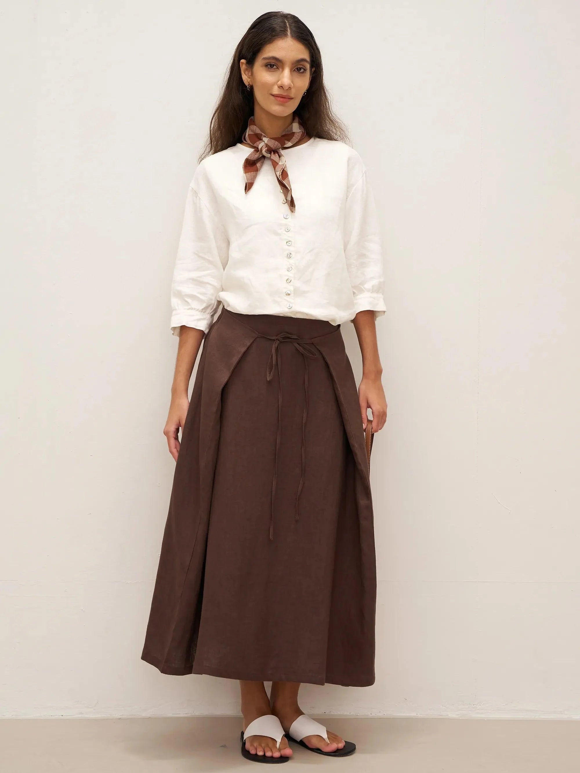 100% Linen Button-Front Drop Shoulder Shirt EASTER - TOPS-Linen Button Down Shirts